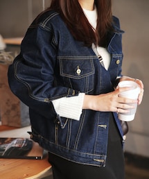 DHOLIC | ステッチディープブルーデニムジャケット(デニムジャケット)