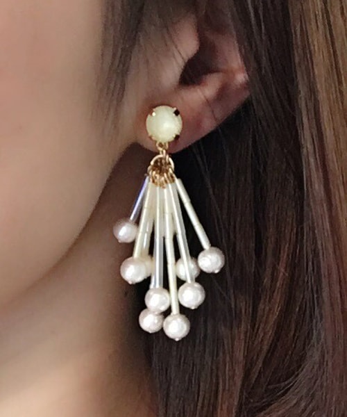 PAULOWNIA(ポロウニア)の「新色スワロフリンジ(ピアス(両耳用)・レディース・イエロー/グレー/ベージュ/ブルー・Free)」の8枚目の写真