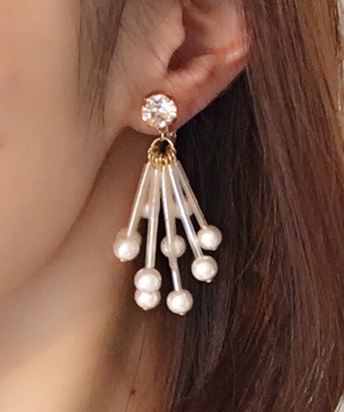 PAULOWNIA(ポロウニア)の「新色スワロフリンジ(ピアス(両耳用)・レディース・イエロー/グレー/ベージュ/ブルー・Free)」の6枚目の写真