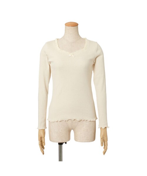 F i.n.t（フィント）の「チュールフリル使いテレコロンT/F&A（Tシャツ/カットソー・レディース・その他）」の2枚目の写真