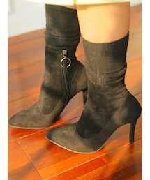 KORMARCH | ポイントトゥピンヒールスリムブーツ(ブーツ)