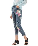 TOPSHOP | Women's Topshop Garden Embroidered Mom Jeans(Denim pants)