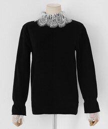 DHOLIC | レーストリミングニットTシャツ(Tシャツ/カットソー)