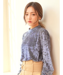 KORMARCH | ベロア袖フリルポイントトップス(Tシャツ/カットソー)