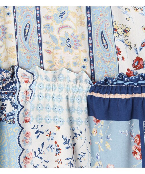 PAGEBOY（ページボーイ）の「【PAGEBOY】パッチワーク柄ガウン（ワンピース/ドレス・レディース・ネイビー系）」の8枚目の写真