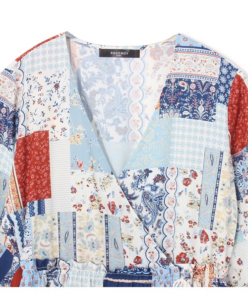 PAGEBOY（ページボーイ）の「【PAGEBOY】パッチワーク柄ガウン（ワンピース/ドレス・レディース・ネイビー系）」の3枚目の写真
