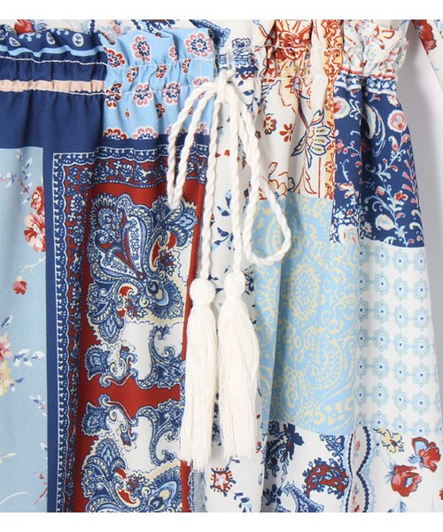 PAGEBOY（ページボーイ）の「【PAGEBOY】パッチワーク柄ガウン（ワンピース/ドレス・レディース・ネイビー系）」の6枚目の写真