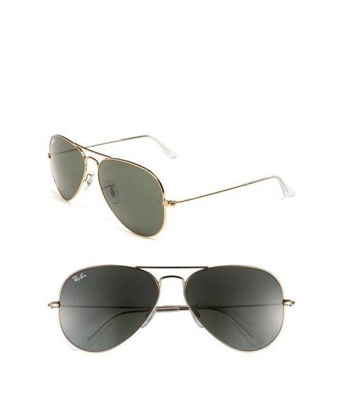 Ray-Ban（レイバン）の「Ray-Ban 'Original Aviator' 58mm Sunglasses（サングラス・メンズ・Gold/Gold/ Blue・Regular/Solid Lens）」の2枚目の写真