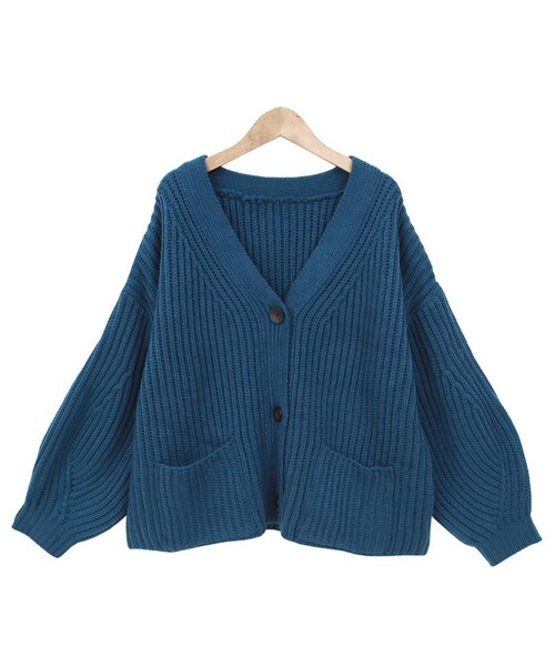 Dailyabout(デイリーアバウト)の「シンプルバルキーVネックルーズフィットカーディガン(P0000WRY)(カーディガン/ボレロ・レディース・FREE)」の1枚目の写真