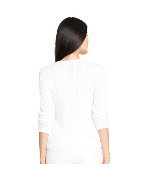 POLO RALPH LAUREN（ポロ ラルフ ローレン）の「Polo Ralph Lauren Cable-Knit V-Neck Sweater（ニット/セーター・レディース・white・XS/M/L/XL）」の2枚目の写真