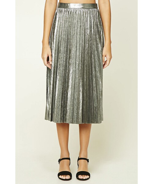 FOREVER 21（フォーエバー トゥエンティーワン）の「FOREVER 21+ Pleated Metallic Midi Skirt（スカート・レディース・Silver・S）」の2枚目の写真