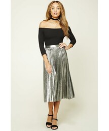 FOREVER 21 | FOREVER 21+ Pleated Metallic Midi Skirt(スカート)