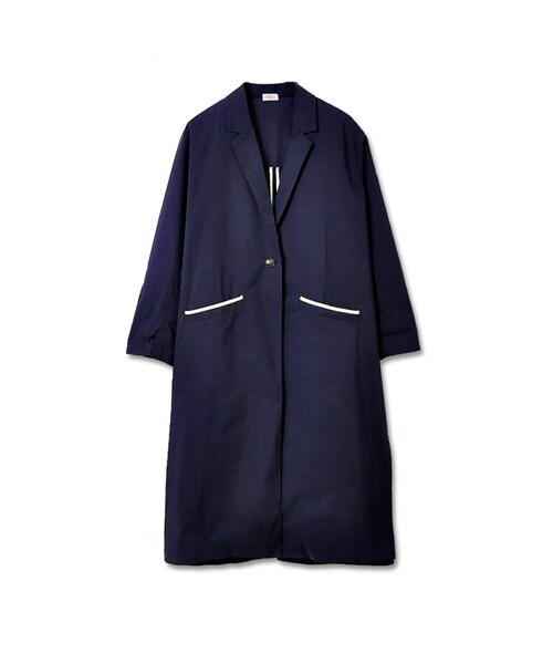 flower（フラワー）の「over long coat～オーバーロングコート（その他アウター・レディース・beige/navy・FREE）」の2枚目の写真