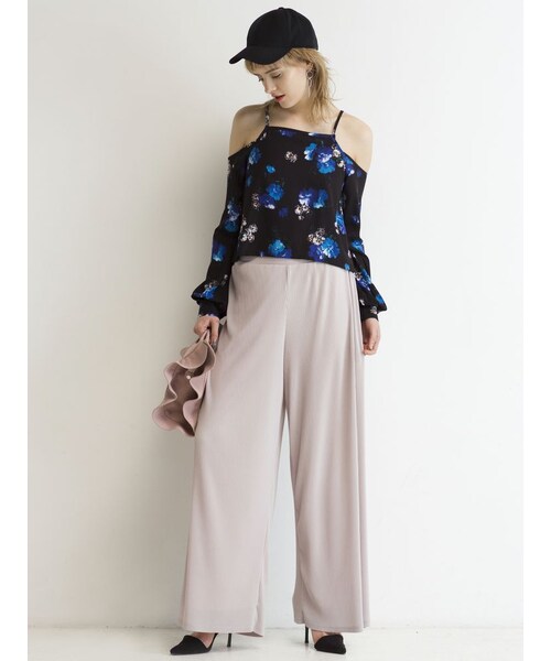 EMODA（エモダ）の「Draw Flowerオープントップ（トップス・レディース・ホワイト/ミックス・F）」の5枚目の写真