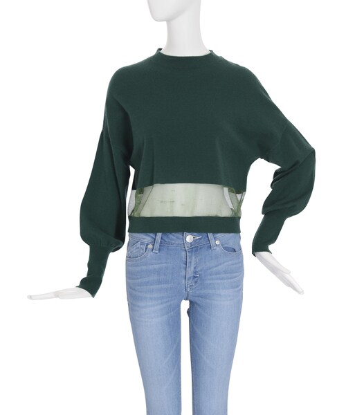 EMODA（エモダ）の「TUCK SLEEVE SKINニット（トップス・レディース・グレー/ブラック/ピンク/グリーン・F）」の9枚目の写真