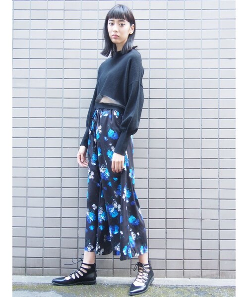 EMODA（エモダ）の「TUCK SLEEVE SKINニット（トップス・レディース・グレー/ブラック/ピンク/グリーン・F）」の8枚目の写真