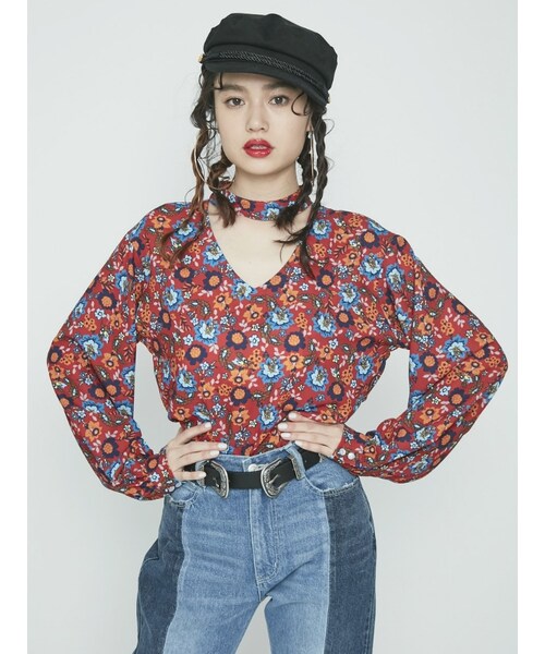 EVRIS - EVRIS シフォンチョーカー花柄トップス EVRIS（エヴリス）の「MULTI FLOWERシフォンチョーカーブラウス
