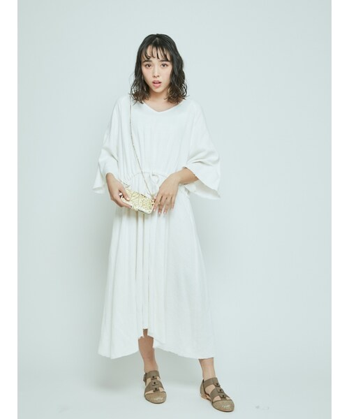 merry jenny（メリージェニー）の「ガーゼラグランワンピース（ワンピース/ドレス・レディース・オフホワイト/ピンク/グリーン）」の6枚目の写真