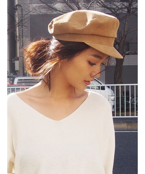 Ungrid（アングリッド）の「フェイクスウェードマリンキャップ（帽子・レディース・ブラック/キャメル・F）」の5枚目の写真
