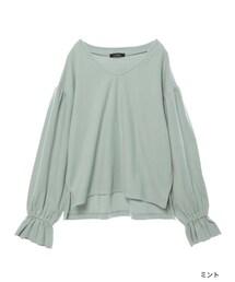 w closet | 【S/S】フリル袖Vネックプルオーバー(トップス)