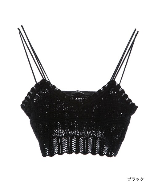 w closet（ダブルクローゼット）の「【S/S】透かし編みニットビスチェ（トップス・レディース・オフホワイト/レッド/ブラック・FREE）」の2枚目の写真