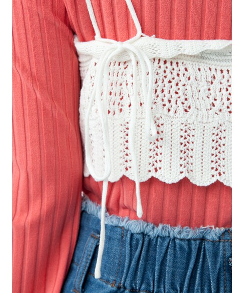 w closet（ダブルクローゼット）の「【S/S】透かし編みニットビスチェ（トップス・レディース・オフホワイト/レッド/ブラック・FREE）」の9枚目の写真