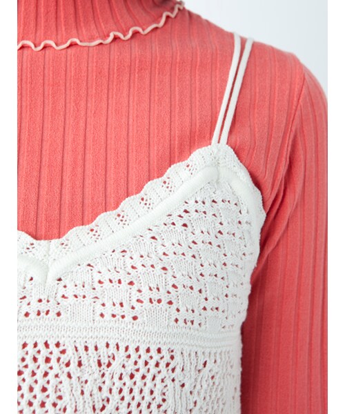 w closet（ダブルクローゼット）の「【S/S】透かし編みニットビスチェ（トップス・レディース・オフホワイト/レッド/ブラック・FREE）」の7枚目の写真