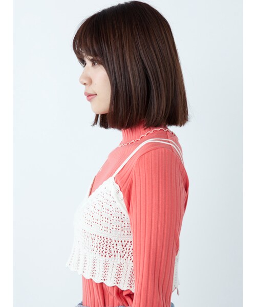 w closet（ダブルクローゼット）の「【S/S】透かし編みニットビスチェ（トップス・レディース・オフホワイト/レッド/ブラック・FREE）」の5枚目の写真