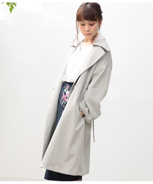 VIS（ビス）の「襟取り外しガウンコート（ジャケット/アウター・ベージュ/グリーン系/ピンク・S/M）」の3枚目の写真