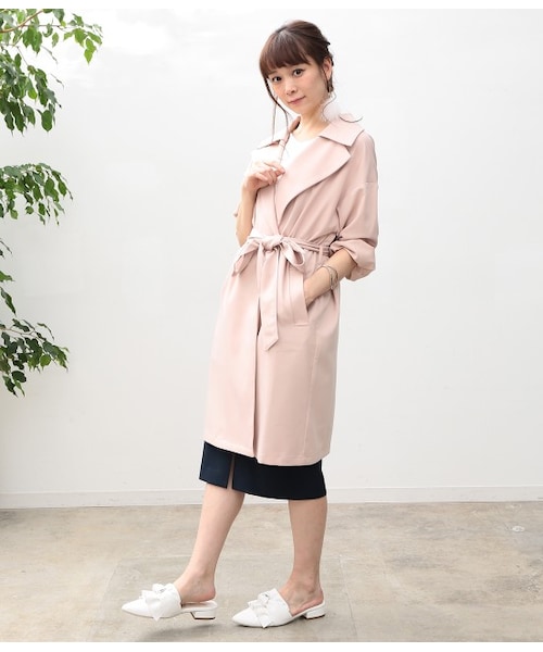 VIS（ビス）の「襟取り外しガウンコート（ジャケット/アウター・ベージュ/グリーン系/ピンク・S/M）」の14枚目の写真