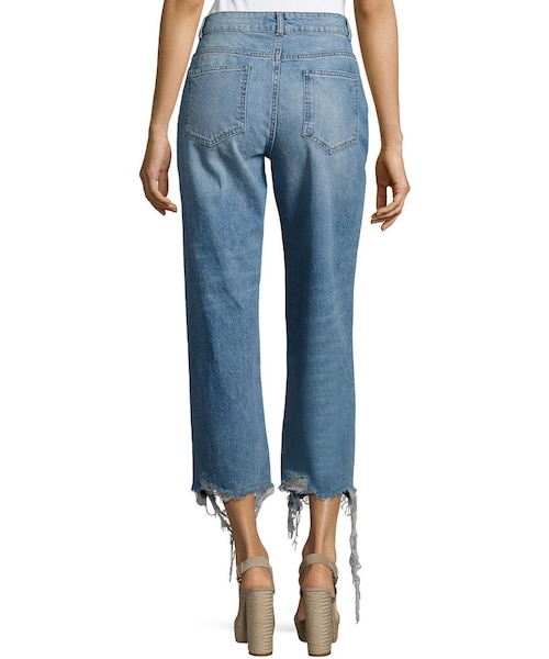 DL1961 (-)の「DL 1961 Hepburn High-Rise Wide-Leg Jeans with Shredded Hem, Slate(デニムパンツ・レディース・Blue・24/25/26/27/28/29/30/31/32)」の4枚目の写真