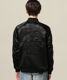 美品✨ パリサンジェルマン×エディフィス　ヘビーサテンスカジャン　ブラック　総柄 美品✨ パリサンジェルマン×エディフィス ヘビーサテン