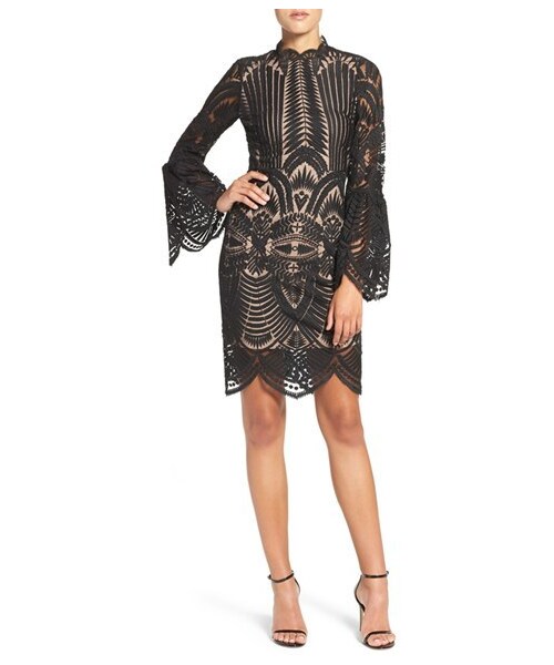 Bardot（バルドー）の「Women's Bardot 'Emmie' Bell Sleeve Lace Sheath Dress（ワンピース・レディース・Black・Large）」の3枚目の写真