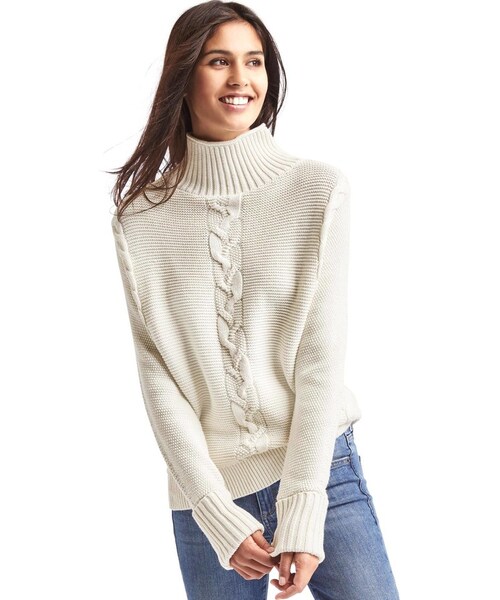 GAP（ギャップ）の「Plait cable knit mockneck sweater（ニット/セーター・レディース・charcoal/snow cap/true black・Regular XS/Regular S/Regular L/Regular M/Regular XL/Tall S）」の4枚目の写真