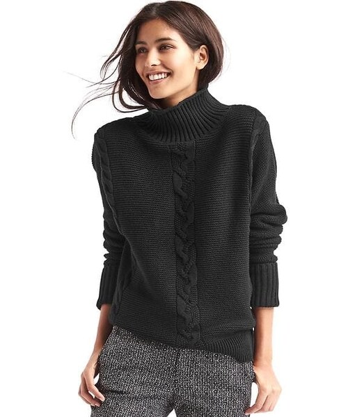 GAP（ギャップ）の「Plait cable knit mockneck sweater（ニット/セーター・レディース・charcoal/snow cap/true black・Regular XS/Regular S/Regular L/Regular M/Regular XL/Tall S）」の2枚目の写真
