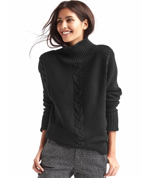 GAP（ギャップ）の「Plait cable knit mockneck sweater（ニット/セーター・レディース・charcoal/snow cap/true black・Regular XS/Regular S/Regular L/Regular M/Regular XL/Tall S）」の10枚目の写真