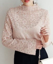 DHOLIC | ボトルネックフラワーレースブラウス(シャツ/ブラウス)