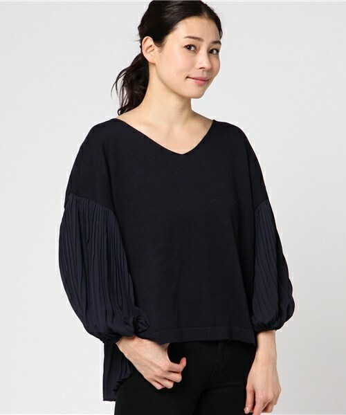 INTERPLANET（インタープラネット）の「綿ﾚｰﾖﾝﾌﾟﾘｰﾂ切り替えPO（ニット/セーター・レディース・ライトベージュ/ネイビー/ピンクベージュ・FREE）」の12枚目の写真