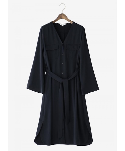 PLST　ハイストレッチナイロンフレアワンピース　黒　M PLST(プラステ)公式 | ハイストレッチナイロンフレアワンピース