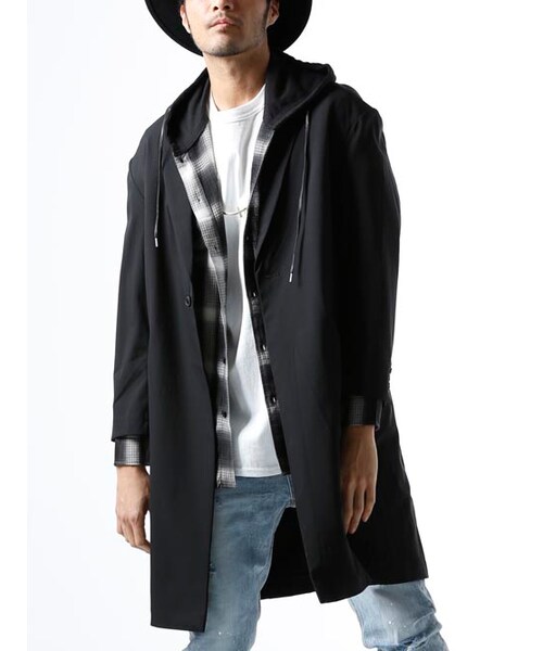 Luv maison(ラブメゾン)の「ナイロンドロップショルダーチェスターコート(ジャケット/アウター・メンズ・ブラック/ベージュ・M/L/XL)」の1枚目の写真