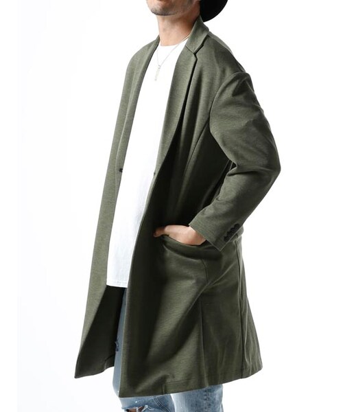 Luv maison(ラブメゾン)の「ポリエステルドロップショルダーチェスターコート(ジャケット/アウター・メンズ・グレー/カーキ・M/L/XL)」の11枚目の写真