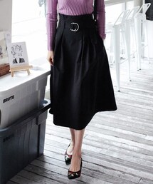 DHOLIC | リングベルトSETハイウエストツータックミモレスカート(スカート)