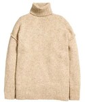 H&M | H&M - Chunky-knit Turtleneck Sweater - Light beige melange - Ladies(Knitwear)