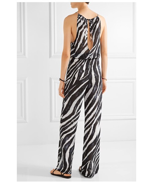 L'Agent by Agent Provocateur（ジャン バイ エージェント プロヴォケイター）の「L'Agent by Agent Provocateur - Isabell Zebra-print Chiffon Jumpsuit - Black（その他パンツ・レディース・black・small/medium/large）」の5枚目の写真
