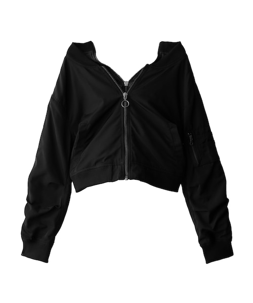 GRL（グレイル）の「肩落ちMA-1（ブルゾン・レディース・カーキ/ブラック・M）」の2枚目の写真