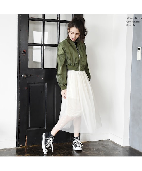 Lisa onlinestore（リサオンラインストア）の「ボリュームスリーブ・ショートMA-1【RN424795】（ミリタリージャケット・レディース・その他）」の3枚目の写真