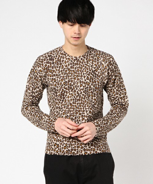 styles（スタイルス）の「メンズ ホワイトレーベン レオパード柄 ニット WR0220 Leopard Sweater（ニット/セーター・メンズ・グレー/ベージュ・44/46/48）」の2枚目の写真