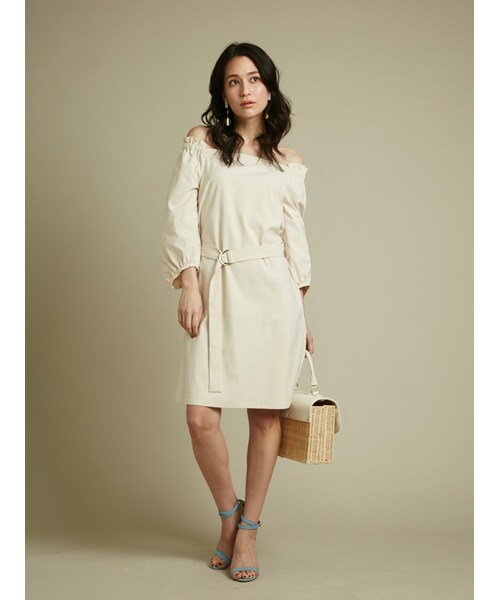 MERCURYDUO（マーキュリーデュオ）の「サッシュベルト付オフショルダーワンピース（ワンピース/ドレス・レディース・アイボリー/ベビーピンク/ミントグリーン・F）」の9枚目の写真