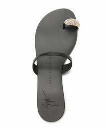 ジュゼッペザノッティ レザー トング サンダル ビジュー フラット シルバー GIUSEPPE ZANOTTI - ジュゼッペザノッティ レザー トング