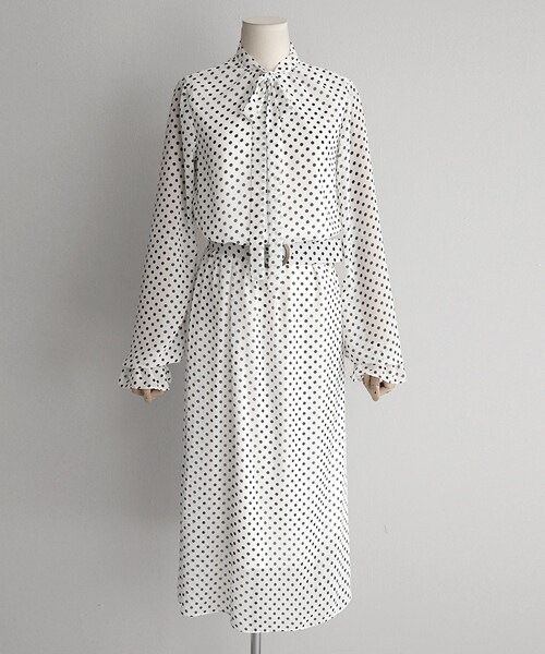 DHOLIC（ディーホリック）の「ベルトSETドットパターンシフォンワンピース（ワンピース・レディース・FREE）」の2枚目の写真